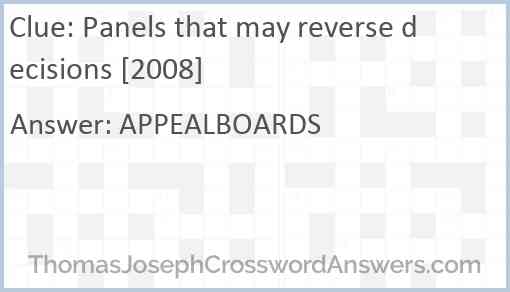 Panels that may reverse decisions [2008] Answer