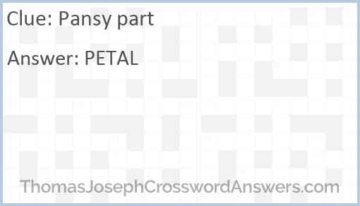 Pansy part Answer