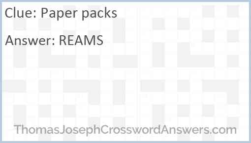 Paper packs Answer