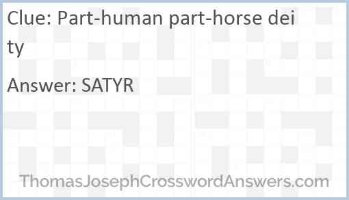 Part human part horse deity crossword clue
