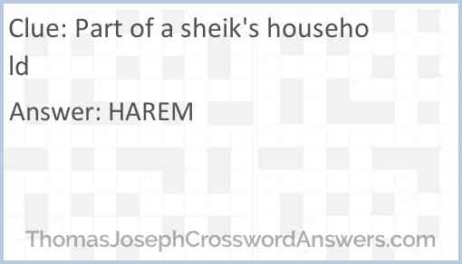 Part of a sheik's household Answer