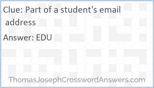 Part of a student’s email address Answer