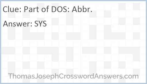 Part of DOS: Abbr. Answer