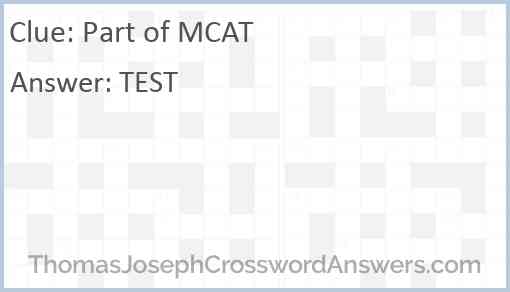 Part of MCAT Answer