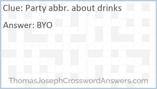 Party abbr. about drinks Answer