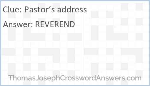 Pastor’s address Answer