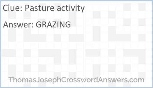 Pasture activity Answer