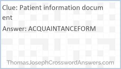 Patient information document Answer