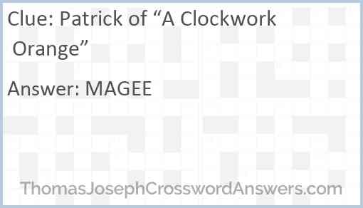 Patrick of “A Clockwork Orange” Answer