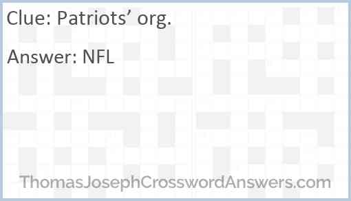 Patriots’ org. Answer