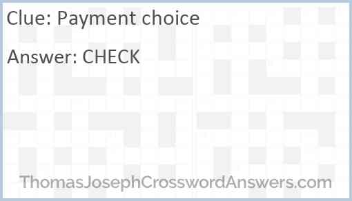 Payment choice Answer