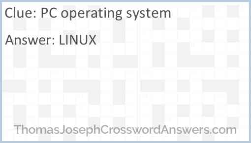 PC operating system Answer