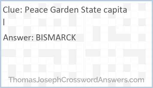 Peace Garden State capital Answer