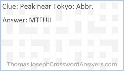 Peak near Tokyo: Abbr. Answer