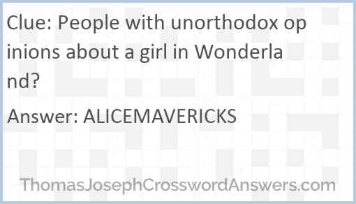 People with unorthodox opinions about a girl in Wonderland? Answer