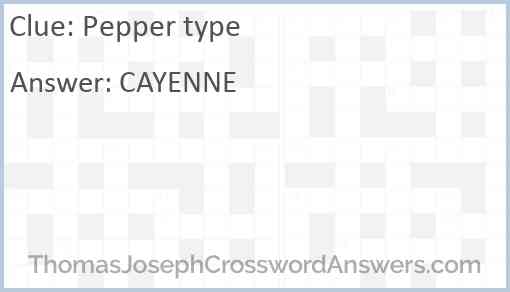 Pepper type Answer