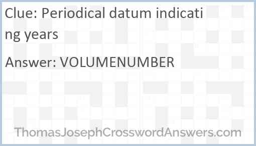 Periodical datum indicating years Answer