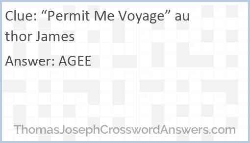“Permit Me Voyage” author James Answer