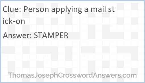 Person applying a mail stick-on Answer