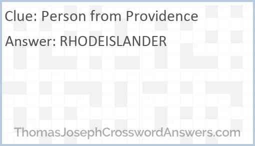 Person from Providence Answer