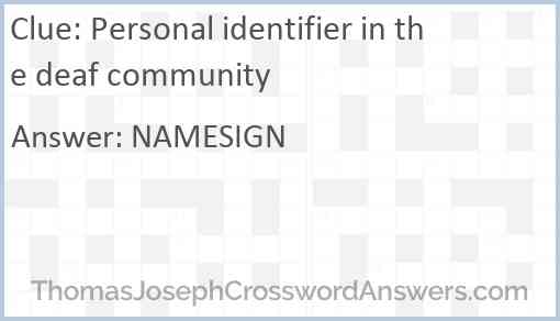 Personal identifier in the deaf community Answer