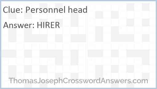Personnel head Answer
