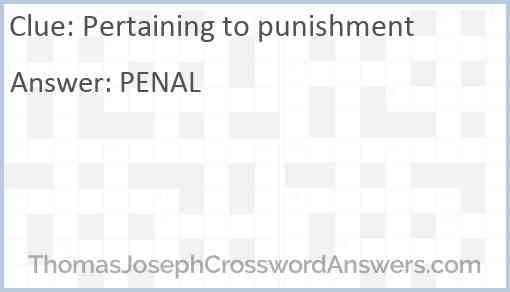 Pertaining to punishment Answer