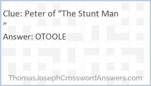 Peter of “The Stunt Man” Answer