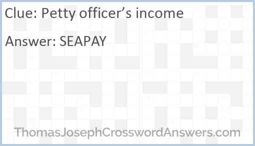 Petty officer’s income Answer