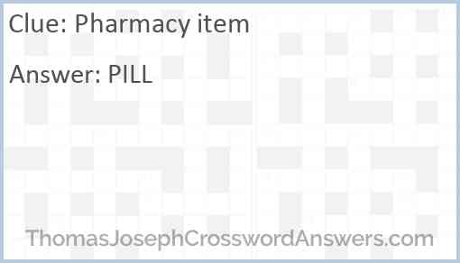 Pharmacy item Answer