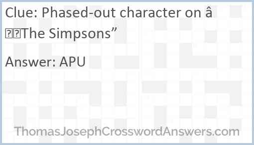 Phased-out character on “The Simpsons” Answer