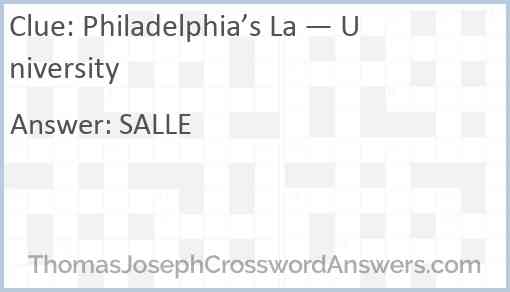 Philadelphia’s La — University Answer