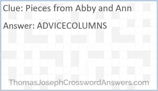 Pieces from Abby and Ann Answer