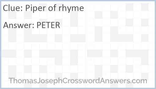 Piper of rhyme Answer