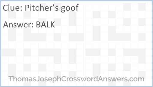 Pitcher’s goof Answer