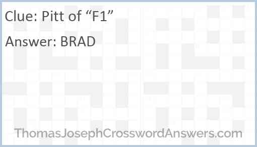 Pitt of “F1” Answer