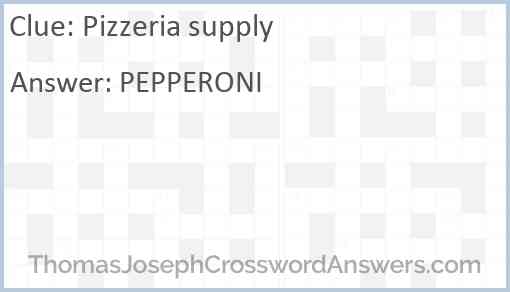 Pizzeria supply Answer