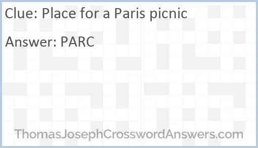 Place for a Paris picnic Answer