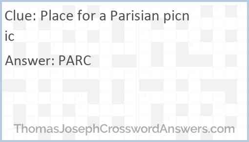 Place for a Parisian picnic Answer