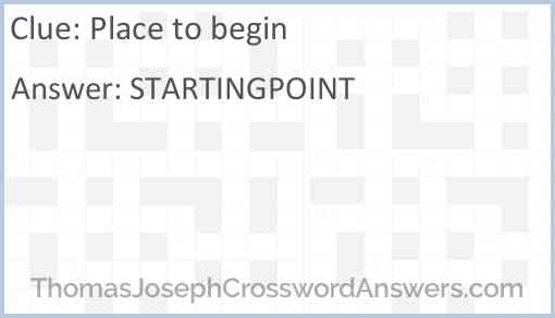 Place to begin Answer