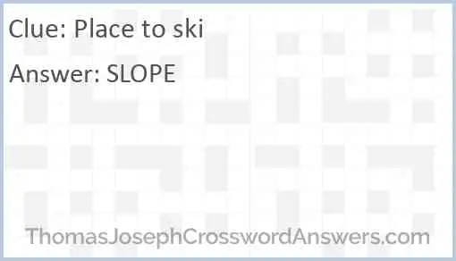 Place to ski Answer
