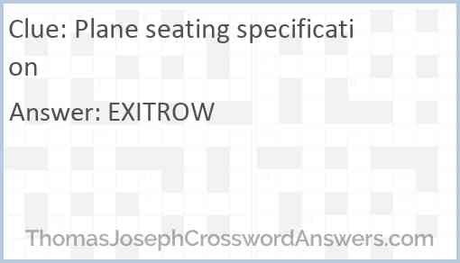 Plane seating specification Answer