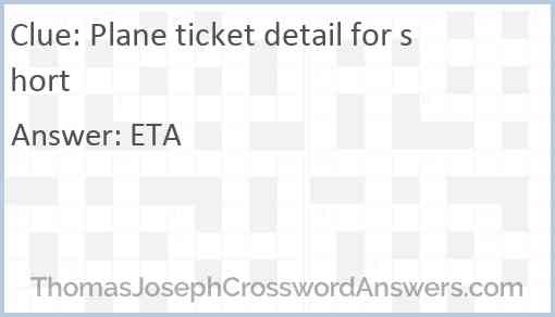 Plane ticket detail for short Answer