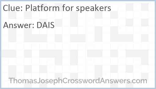 Platform for speakers Answer