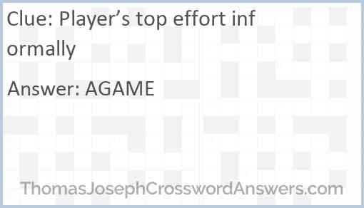 Player’s top effort informally Answer