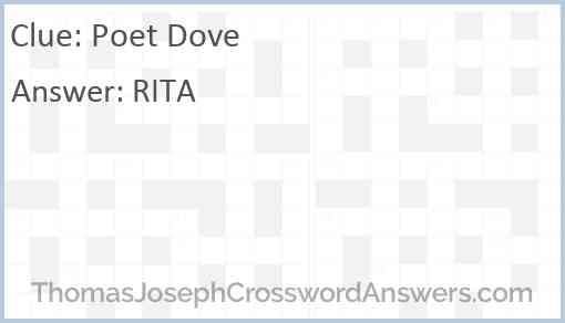 Poet Dove crossword clue ThomasJosephCrosswordAnswers com