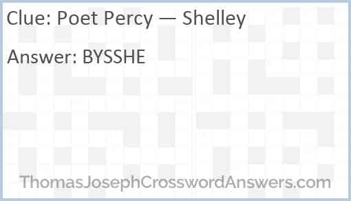 Poet Percy — Shelley Answer