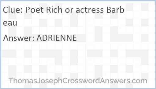 Poet Rich or actress Barbeau Answer