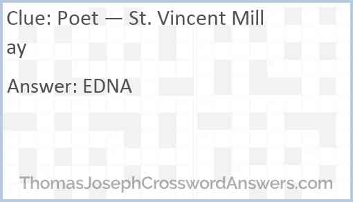 Poet — St. Vincent Millay Answer