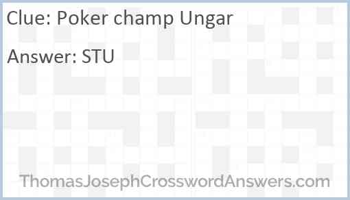 Poker champ Ungar Answer